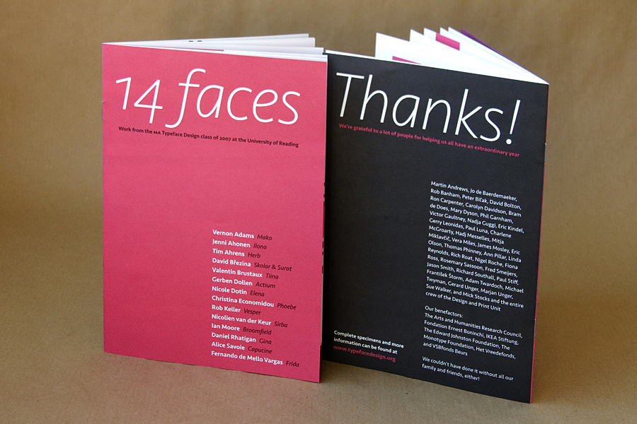 14 faces specimen booklet